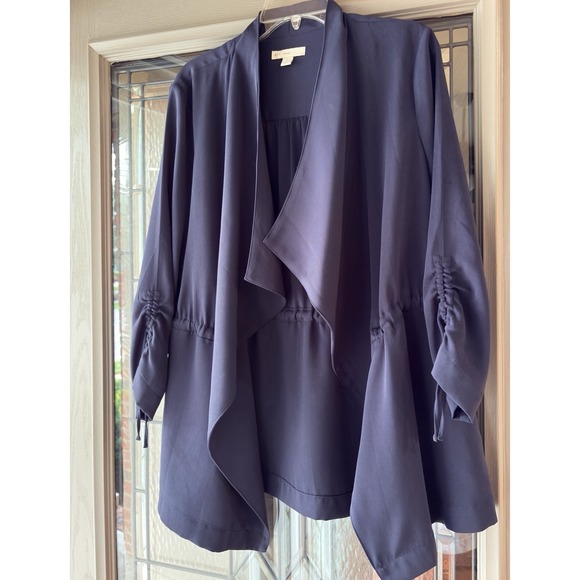 Est 1942 Sweaters - Women's Large Navy Draped Waterfall Open Front Cardigan EST 1946 Capsule Layer